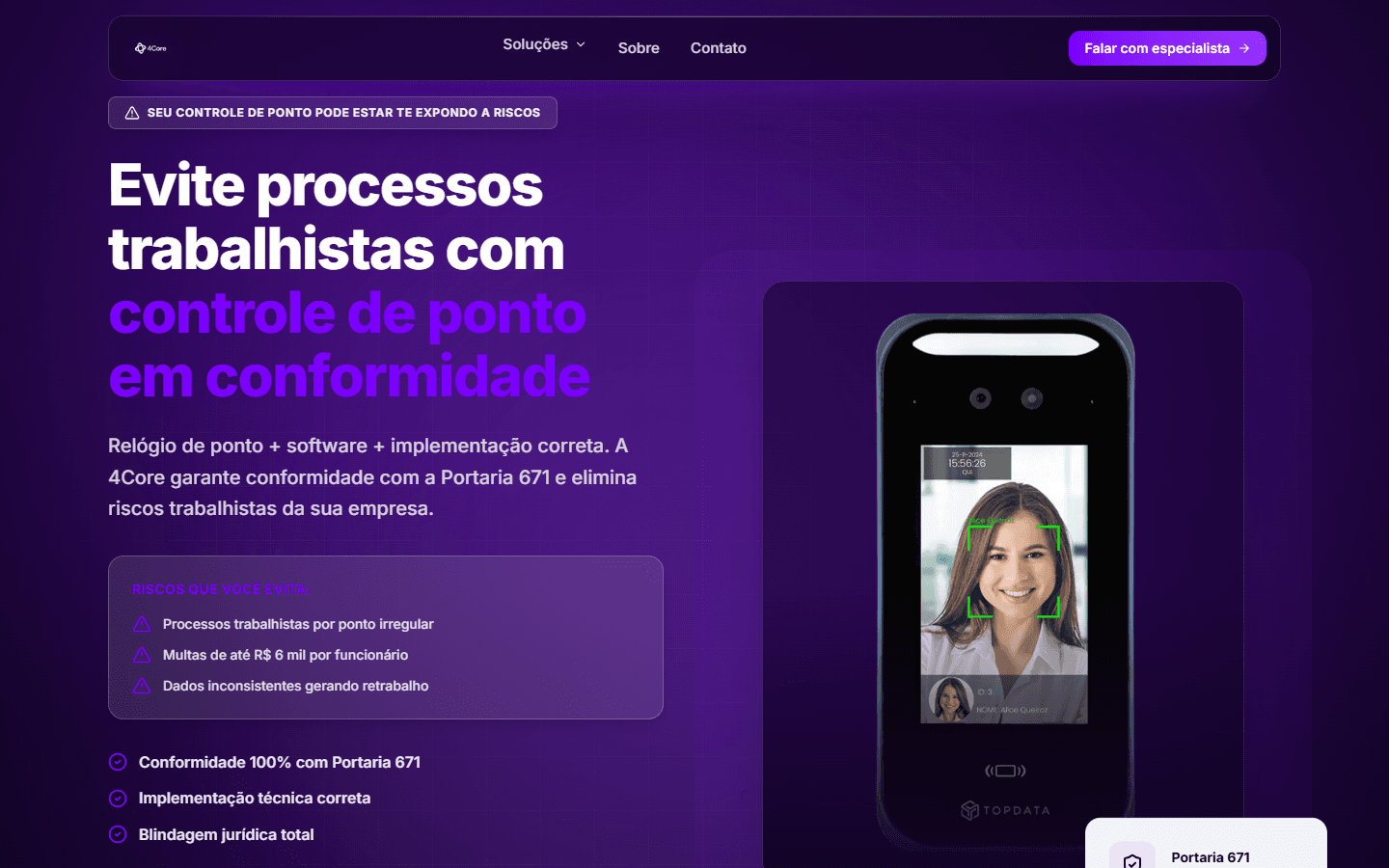 Site da 4Core no computador